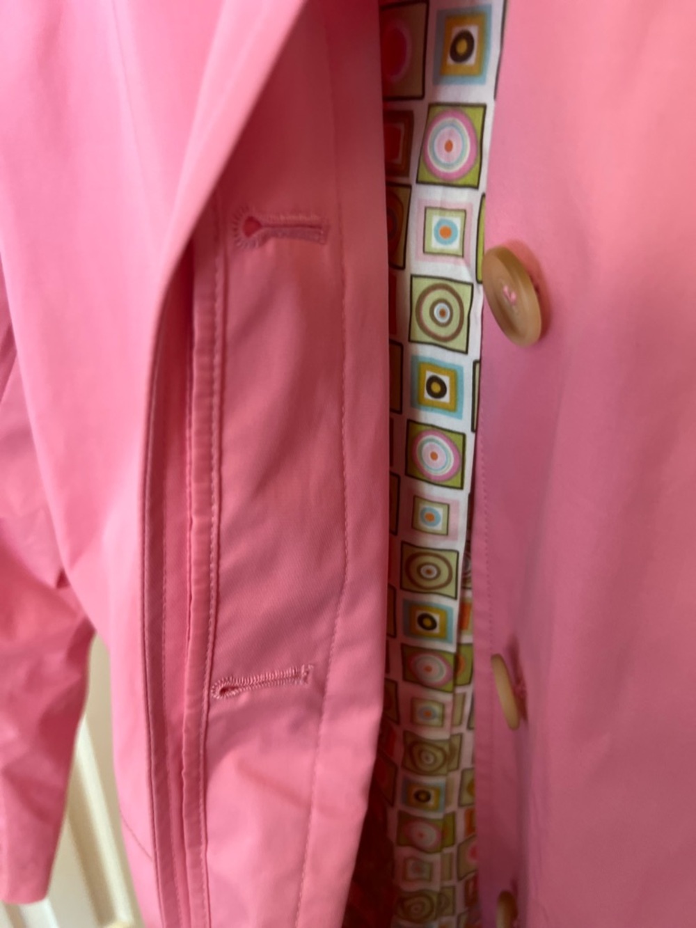 Talbots Pink Trench Coat with Patterned Lining - Picture 6 of 11